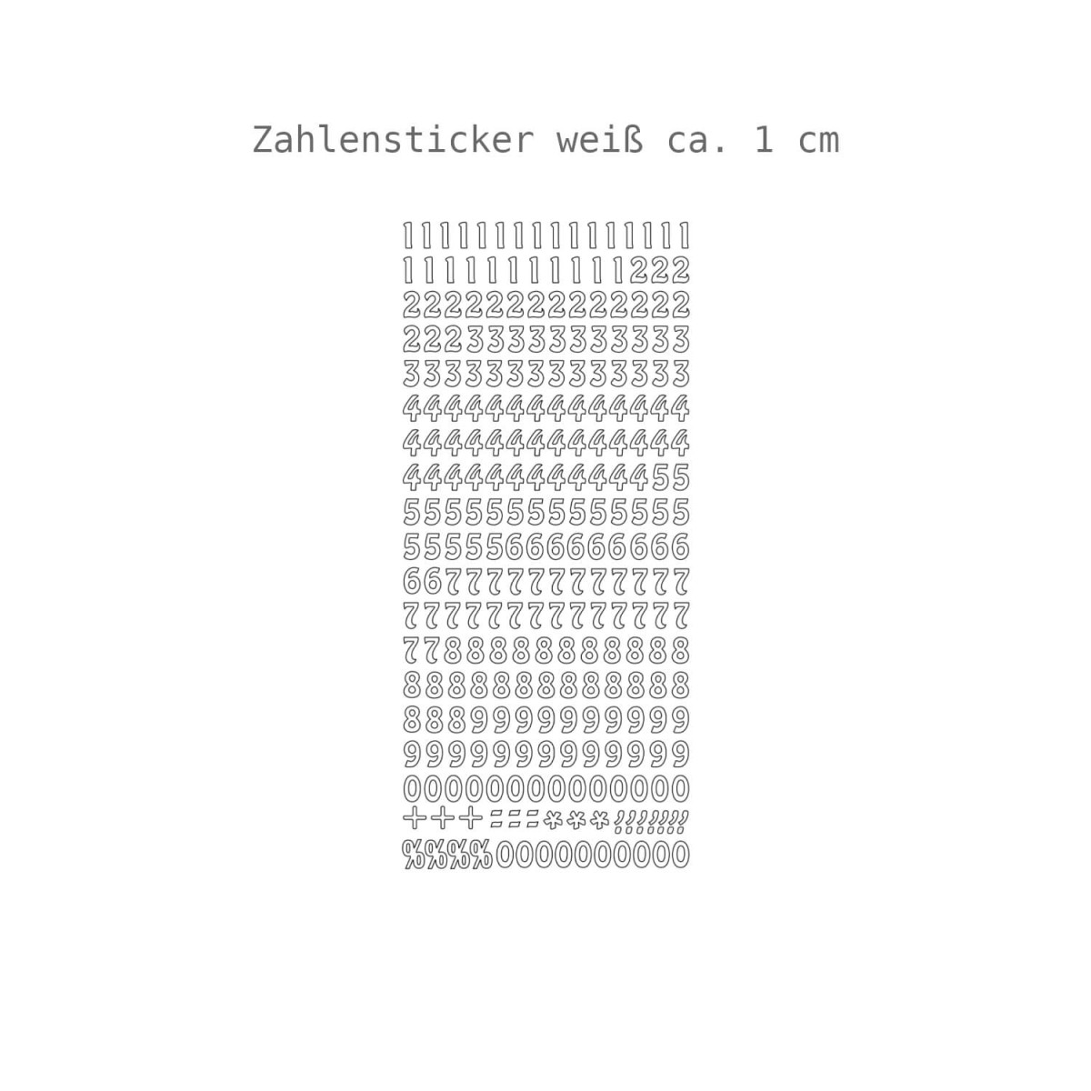 Konturensticker Zahlen Weiß 1 cm