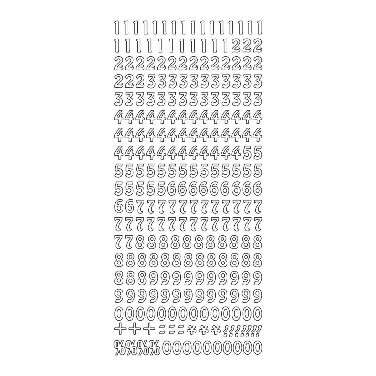 Konturensticker Zahlen Weiß