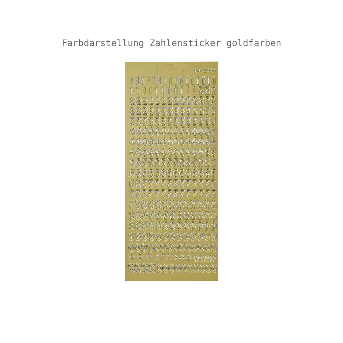 Zahlensticker goldfarben Farbdarstellung