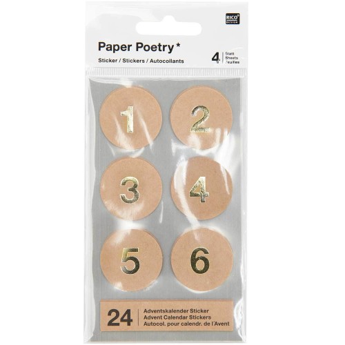 Adventskalender Sticker Zahlen 1-24 Ø 28 mm