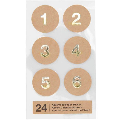 Adventskalender Sticker Zahlen 1-6 Ø 28 mm