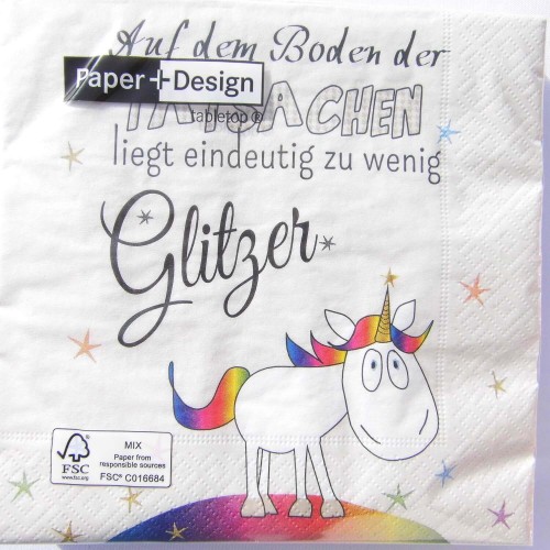 Serviette mit Spruch Auf dem Boden der Tatsachen