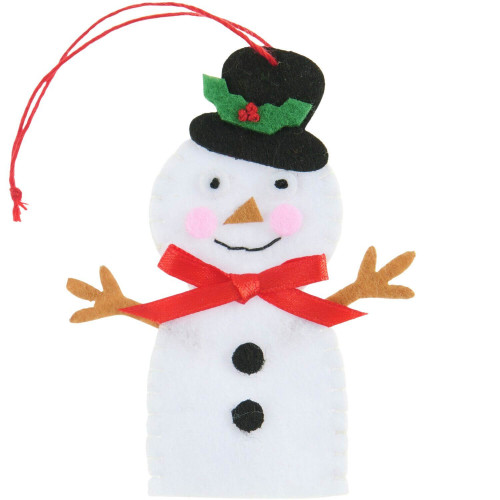 Aufhänger Filz-Schneemann flach Weiß