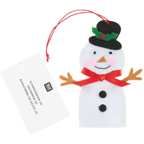 Aufhänger Filz-Schneemann flach Weiß als niedliche Weihnachtsdeko