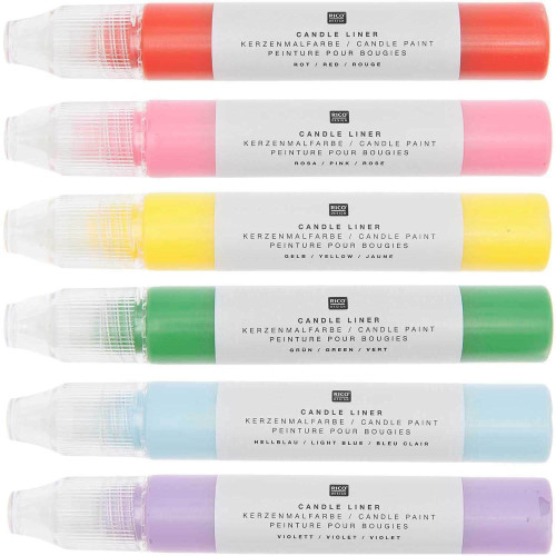 Candle Liner Kerzenmalfarbe Set Regenbogen 6 x 30 ml