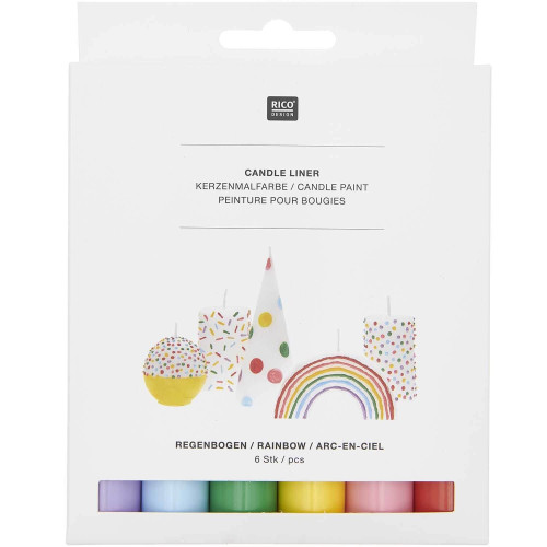 Candle Liner Kerzenmalfarbe Set Regenbogen 6 x 30 ml hergestellt von Rico Design