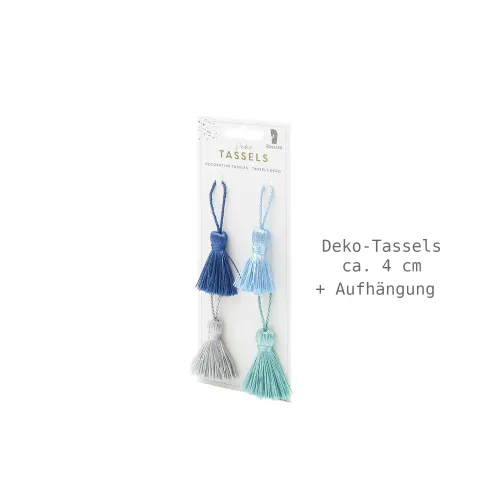 Deko Tassels Aqua 4 Stück