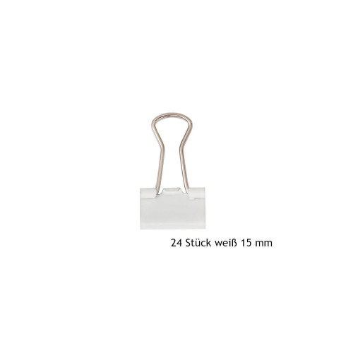 Foldback Klammern weiß 15mm  24 Stück