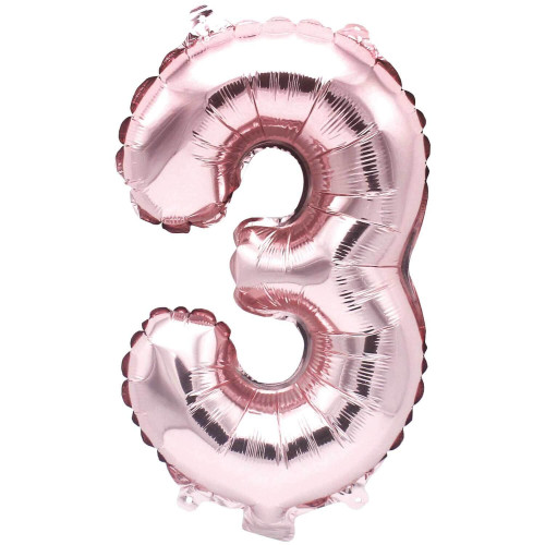 Folienballon Zahl 3 rosa 36 cm