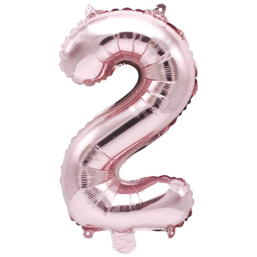 Folienballon Zahl 2 rosa 36 cm
