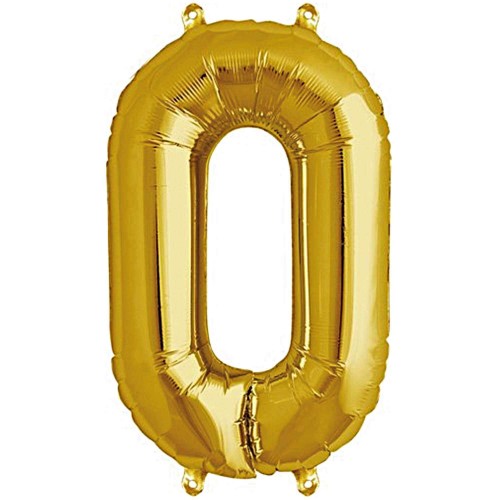 Folienballon Null goldfarben 36 cm