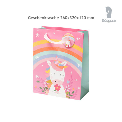 Geschenktasche Happy Unicorn 260x320x120 mm