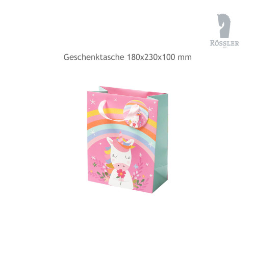 Geschenktasche Happy Unicorn klein 180x230x100mm