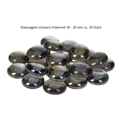 Glasnuggets schwarz irisierend ~ 20 Stück ca. 18 - 20 mm