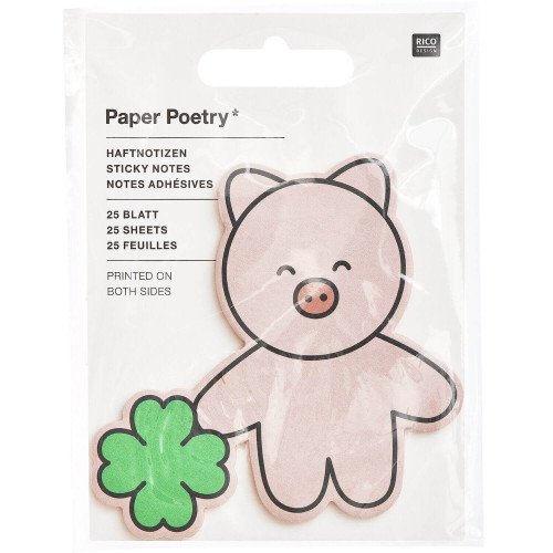 Haftnotizen Schwein mit Kleeblatt 25 Blatt 85 x 81 mm