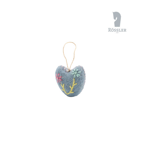 Filzanhänger Herz Woolies blau bestickt