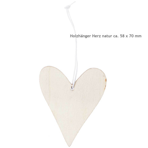 Holzhänger Herz natur 58 x 70 mm