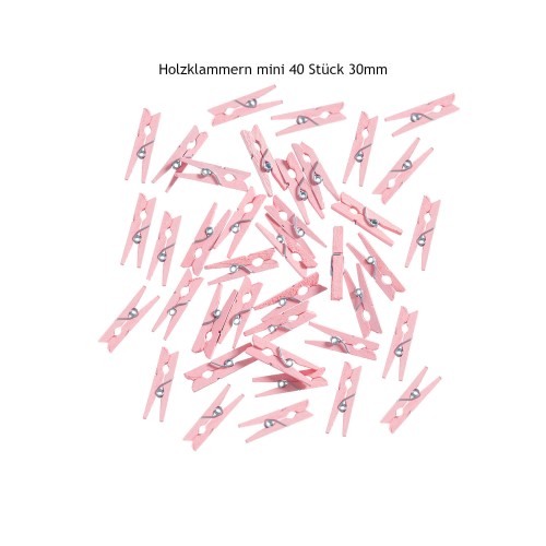 Holzklammern mini 40 Stück rosa