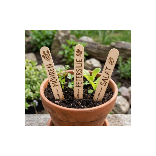 Anwendungsbeispiel Pflanzenstecker mit Holzspatel XL 25x200 mm