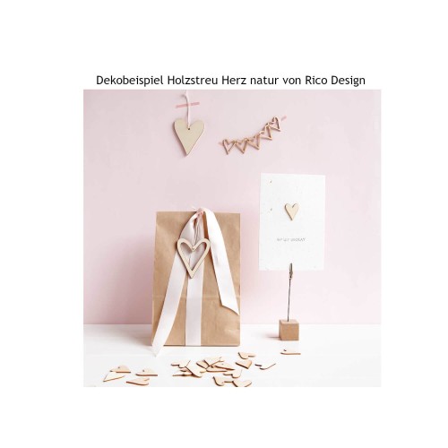 Dekobeispiel Holzstreu Herz offen natur von Rico Design