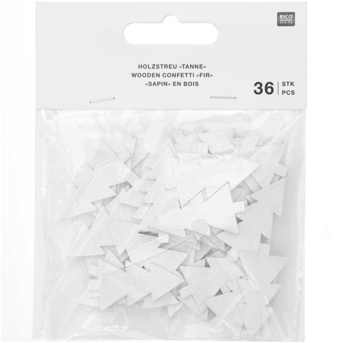 Rico Design Holzstreu Tanne weiß 36 Stück verpackt