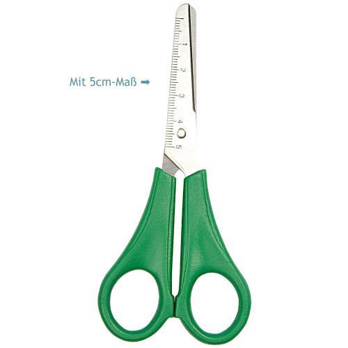 Kinderschere Linkshand rund 13,5 cm grün mit 5cm-Skala
