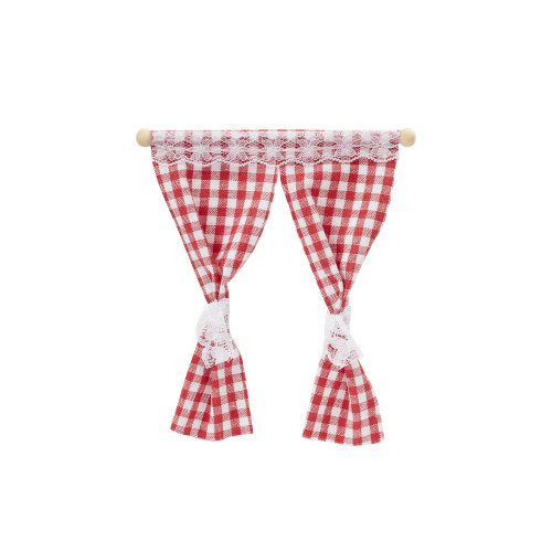 Miniatur-Vorhang Rot-Weiß Karo