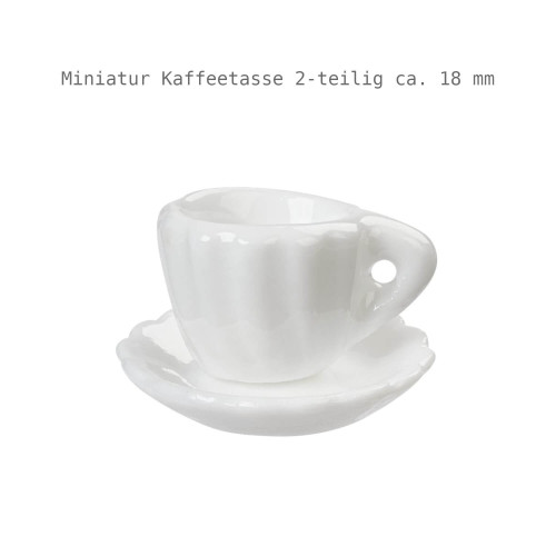 Miniatur Kaffeetasse weiß 2-teilig ca. 18 mm