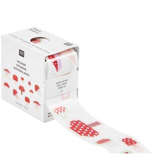 Mini Sticker Shrooom Pixel auf Rolle