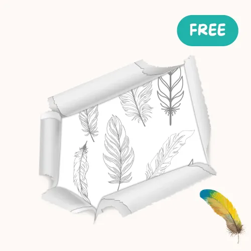 Motivvorlage Federn und kleine Mandalas A4 pdf gratis