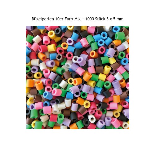 NABBI® BioBeads Bügelperlen in 10 Farben 1000 Stück