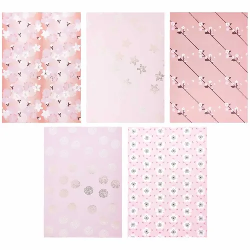 Motivübersicht rosa teilweise mit Glanzeffekten aus Motivpapierblock Sakura Sakura