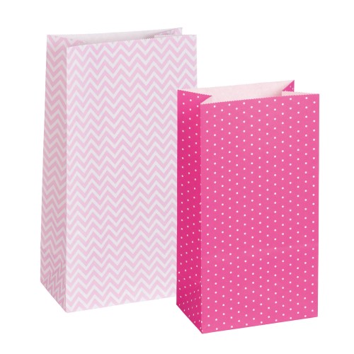 Papiertüten rosa-Mix je 6 pro Motiv und Größe