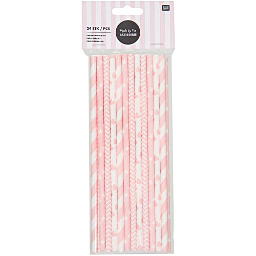 Made by Me Papiertrinkhalme rosa Mix von Rico Design