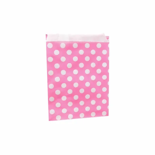 Pinke Papiertütchen mit weißen Punkten zum Verpacken von Geschenken und Süßigkeiten