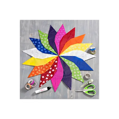 DIY Regenbogenstern bunte Zacken zu einem Stern zusammenkleben Schritt 2