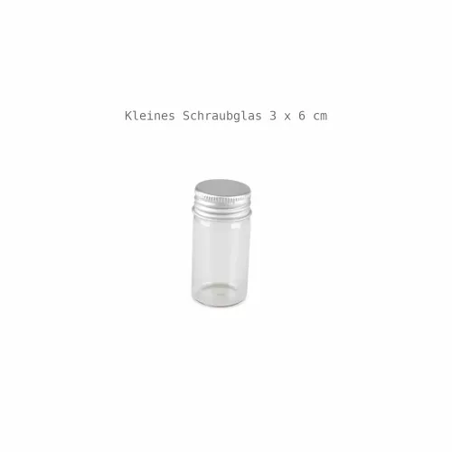 Kleines Schraubglas mit Schraubdeckel Größe ca. 3 x 6 cm