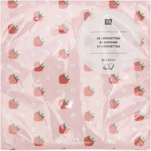 Servietten Erdbeeren 20 Stück 33 x 33 cm