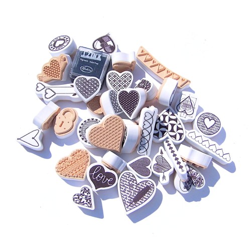 Stempel Herzen und Stempelkissen