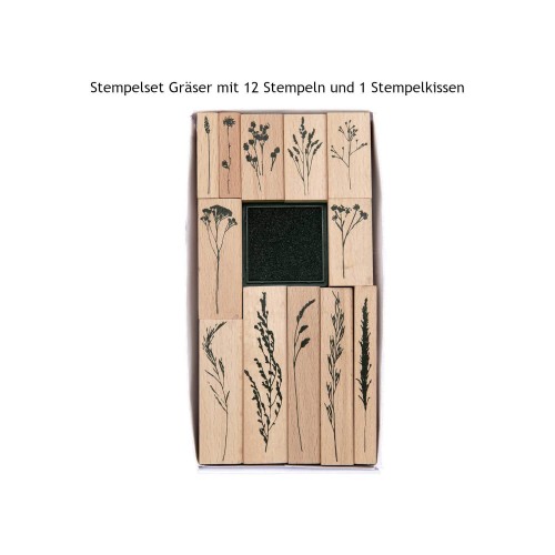Stempelset Gräser 12 Stempel + 1 Stempelkissen