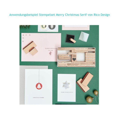 Anwendungsbeispiel für Stempelset Merry Christmas serif von Rico Design