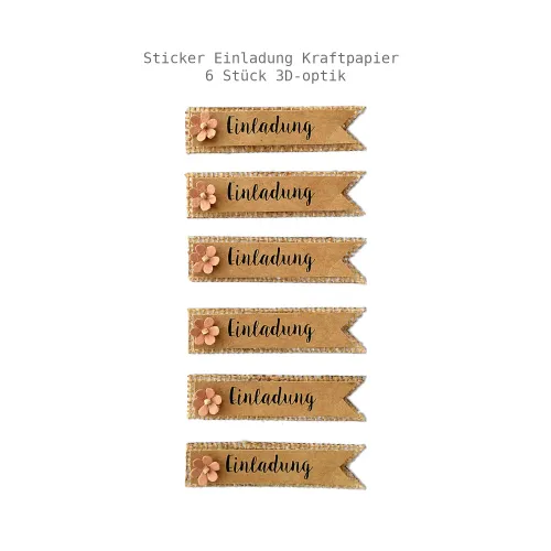 Sticker Einladung Kraftpapier 6 Stück