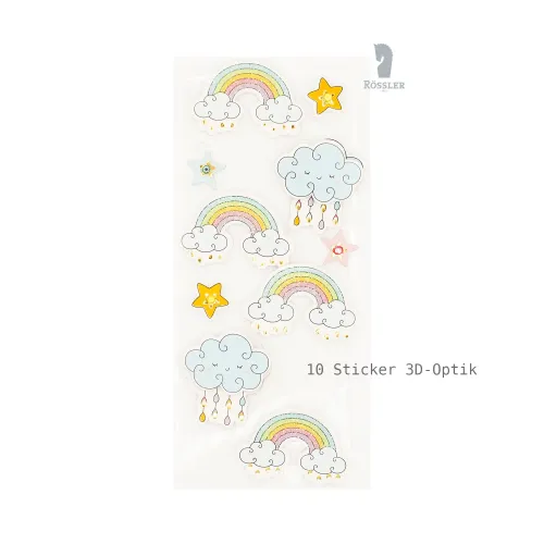 Sticker Regenbogen und Wolken 3D 10 Sticker