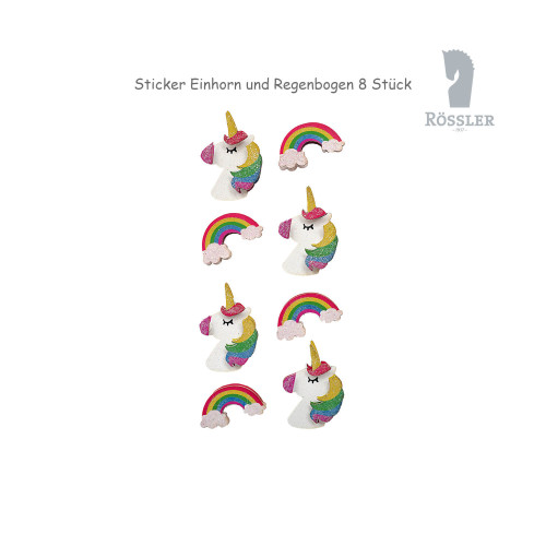 Sticker Einhorn und Regenbogen 8-teilig