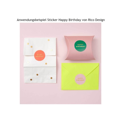 Gestaltungsbeispiele Aufkleber Happy Birthday von Rico Design