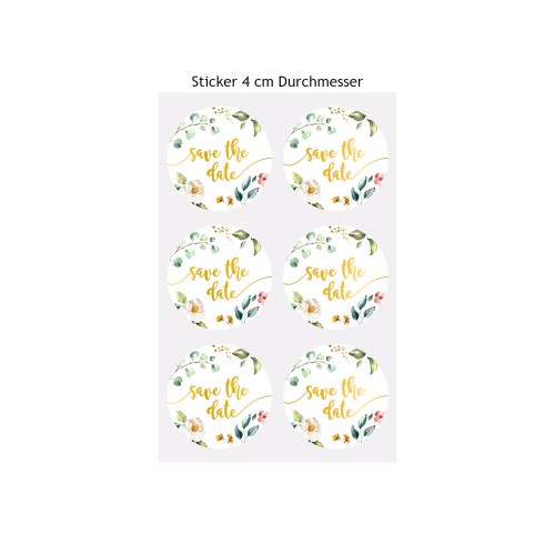 Sticker Save the Date 4 cm rund von HEYDA