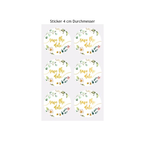 Sticker Save the Date 4 cm rund von HEYDA