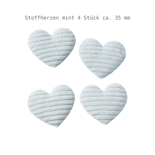 Stoffherzen mint 3,5 cm 4 Stück