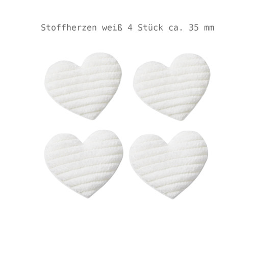 Stoffherzen weiss 3,5 cm 4 Stück