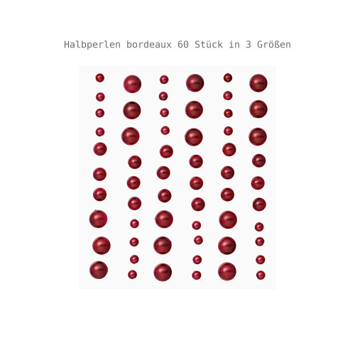 STONY-Sticker Halbperlen bordeaux 60 Stück in 3 Größen